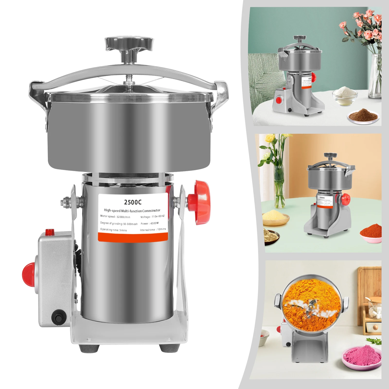 2500 г зернистая мельница из нержавеющей стали, 110 В серебряные коммерческие шлифовальные машины на столешнице 13,6*19,1*16 см для шлифования сухих материалов
2500 г зернистая мельница из нержавеющей стали, 110 В серебряные коммерческие шлифовальные машины на столешнице 13,6*19,1*16 см для шлифования сухих материалов