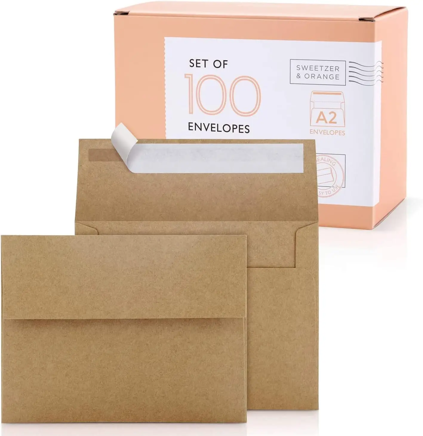A2 Envelopes Brown Self Seal Paper Mailers 100 Pack with Box 150gsm for Greeting Cards Invitations 4-3/8 x 5-3/4
A2 Envelopes Brown Self Seal Paper Mailers 100 Pack with Box 150gsm for Greeting Cards Invitations 4-3/8 x 5-3/4