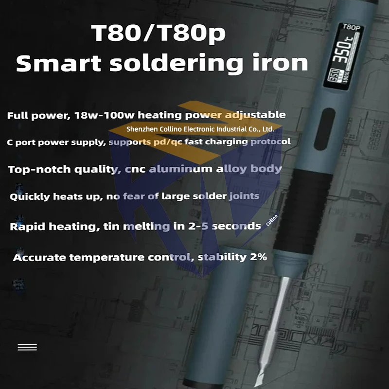1pcs T80/T80P Smart Soldering Iron 100W Portable Thermostatic Soldering Station Solder Pen C245 C210
1pcs T80/T80P Smart Soldering Iron 100W Portable Thermostatic Soldering Station Solder Pen C245 C210