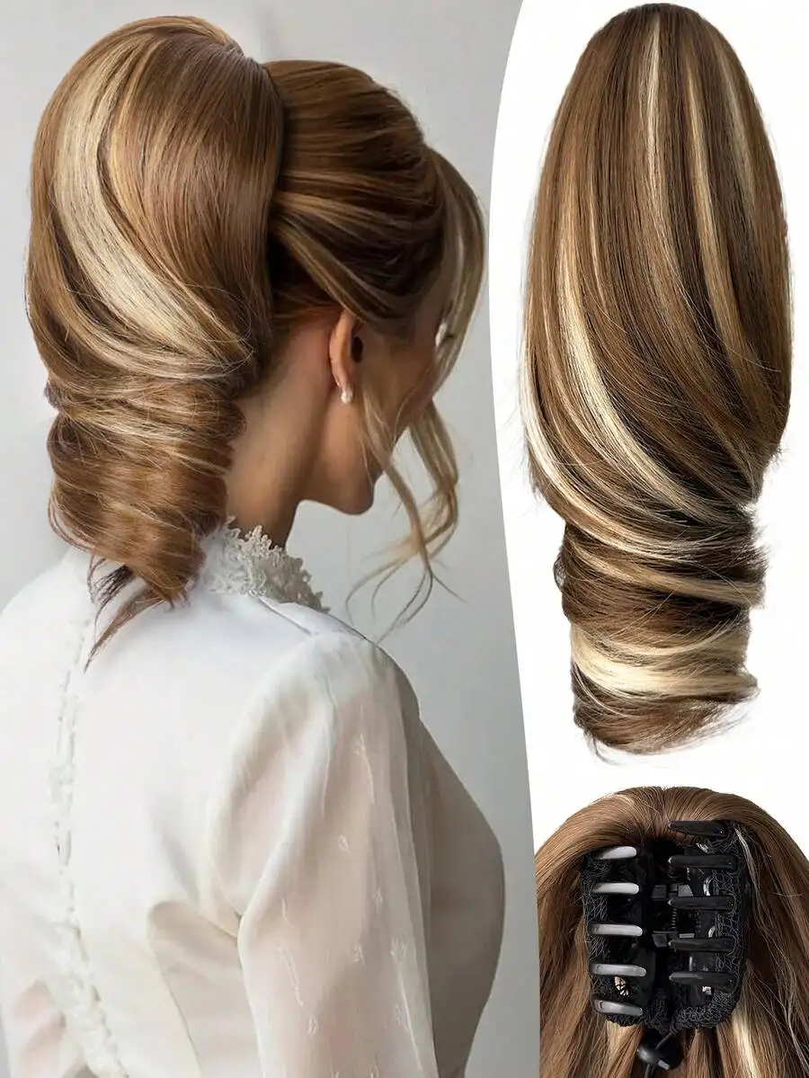 10-Inch Ombre Gold Wavy Heat-Resistant Fiber Synthetic Ponytail Wig, Claw Clip Ponytail Extension Suitable For Women's Parties
10-Inch Ombre Gold Wavy Heat-Resistant Fiber Synthetic Ponytail Wig, Claw Clip Ponytail Extension Suitable For Women's Parties