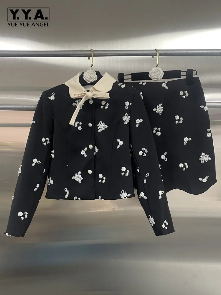 Sweet Ladies Single-Breasted Long Sleeves Pearl Jackets Leisure Female Mini Skirts Two Piece Set Solid Color Matching Set
Sweet Ladies Single-Breasted Long Sleeves Pearl Jackets Leisure Female Mini Skirts Two Piece Set Solid Color Matching Set