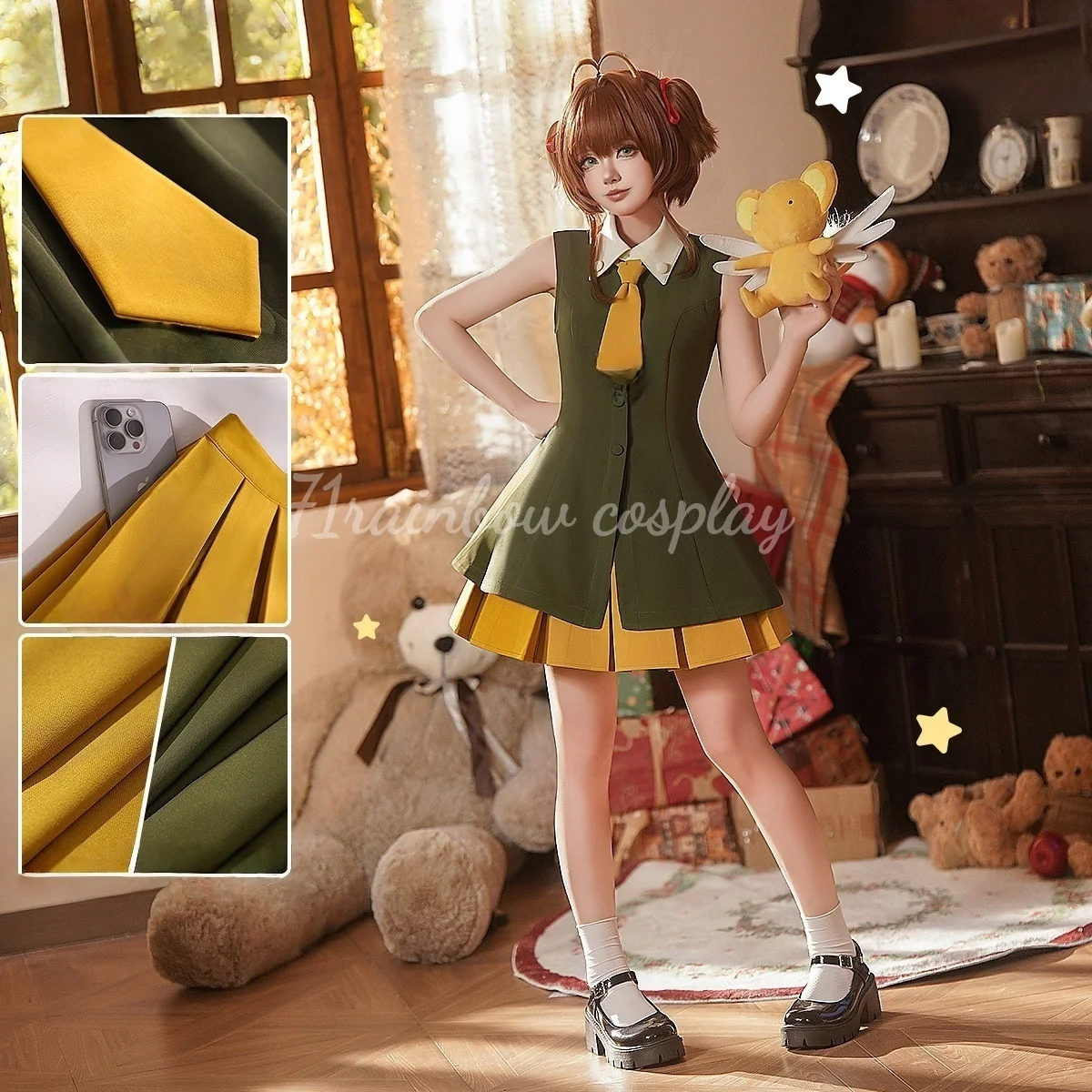 71rainbow Cosplay Card Captor KINOMOTO SAKURA HK Travel Cosplay Costume SAKURA Daily Costumes Dress Cosplay
71rainbow Cosplay Card Captor KINOMOTO SAKURA HK Travel Cosplay Costume SAKURA Daily Costumes Dress Cosplay