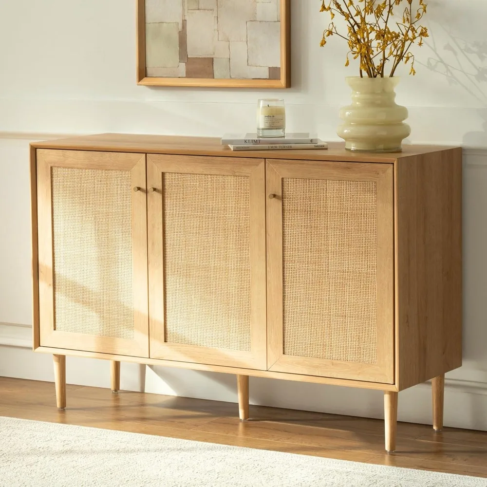 Rattan Storage Cabinet with 3 Doors, Boho Sideboard Buffet Cabinet Solid Wood Farmhouse Credenza Cabinet with Adjustable Shelves
Rattan Storage Cabinet with 3 Doors, Boho Sideboard Buffet Cabinet Solid Wood Farmhouse Credenza Cabinet with Adjustable Shelves