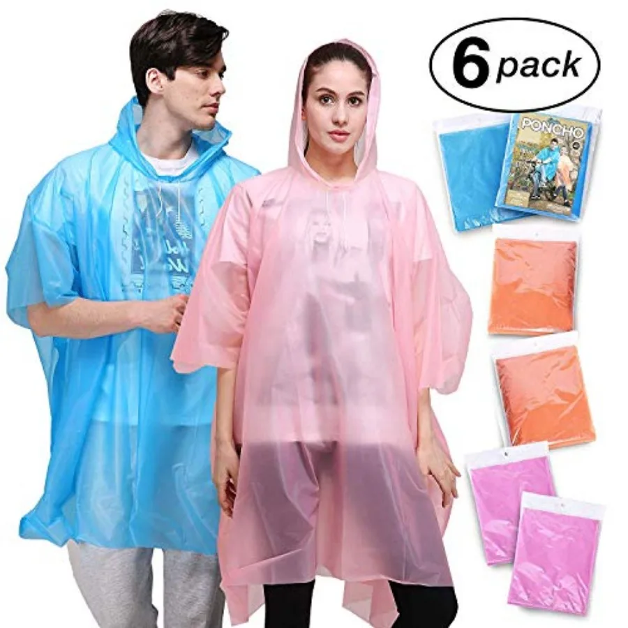 Rain Ponchos for Adult with Drawstring Hood - 6 Pack Lightweight Yet Strong, Reusable-for Women Men Concerts, Camping
Rain Ponchos for Adult with Drawstring Hood - 6 Pack Lightweight Yet Strong, Reusable-for Women Men Concerts, Camping