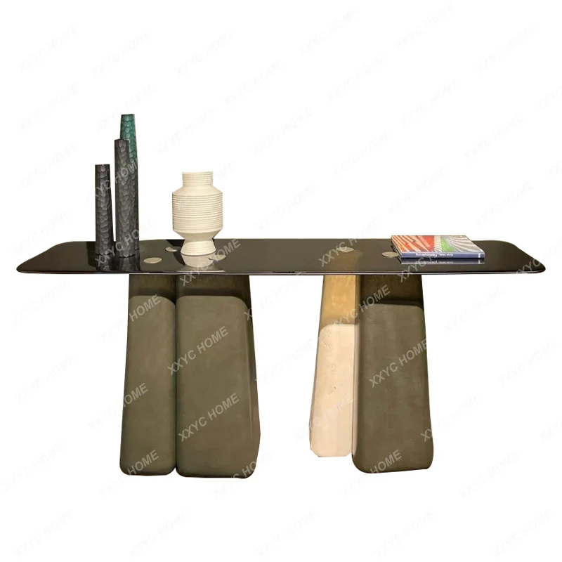 Light luxury entrance platform against the wall storage table Creative water ripple glass High-end corridor end view table
Light luxury entrance platform against the wall storage table Creative water ripple glass High-end corridor end view table