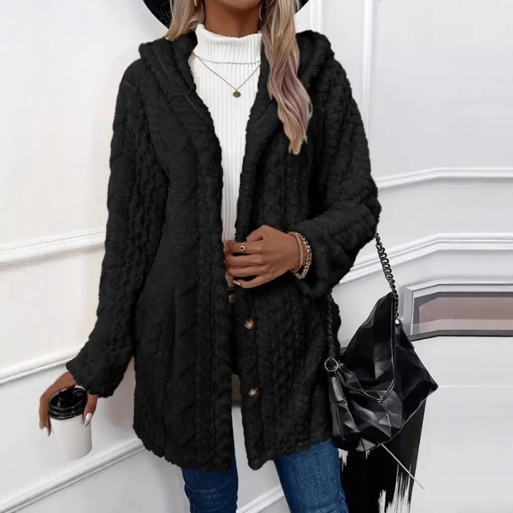 Women's Single-Breasted Hooded Plush Fashion Coat Autumn Winter New Arrival European American Style Clothing by
Women's Single-Breasted Hooded Plush Fashion Coat Autumn Winter New Arrival European American Style Clothing by