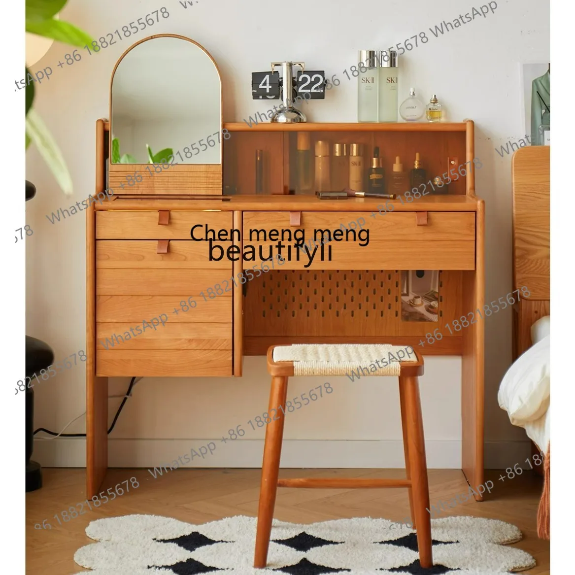 X Solid Wood Dressing Table Bedroom Makeup Table Cherry Wood Mini Dressing Table Storage Cabinet Vintage Style
X Solid Wood Dressing Table Bedroom Makeup Table Cherry Wood Mini Dressing Table Storage Cabinet Vintage Style