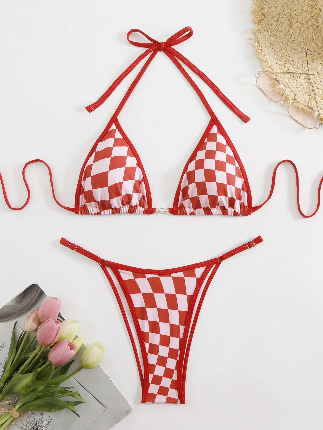 sexy red plaid pearl micro bikinis sets two pieces halter back tie thong swimsuits bathing suit swimwear biquini tankini trikini
sexy red plaid pearl micro bikinis sets two pieces halter back tie thong swimsuits bathing suit swimwear biquini tankini trikini