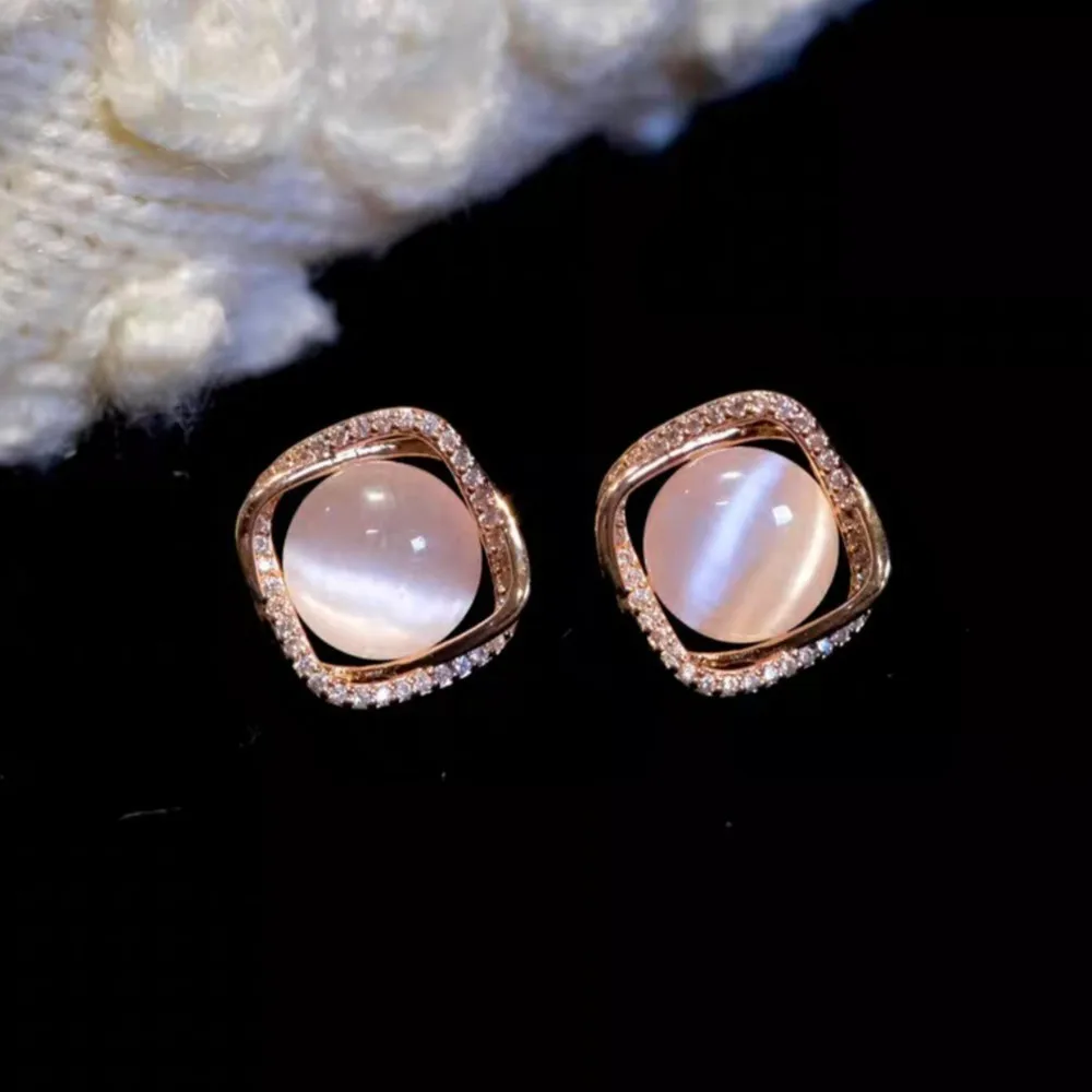 Cute Pink Opal Cat's Eyes Stones Diamonds Geometric Stud Earrings for Women 14k Rose Gold Filled Silver 925 Daily Wear Jewelry
Cute Pink Opal Cat's Eyes Stones Diamonds Geometric Stud Earrings for Women 14k Rose Gold Filled Silver 925 Daily Wear Jewelry