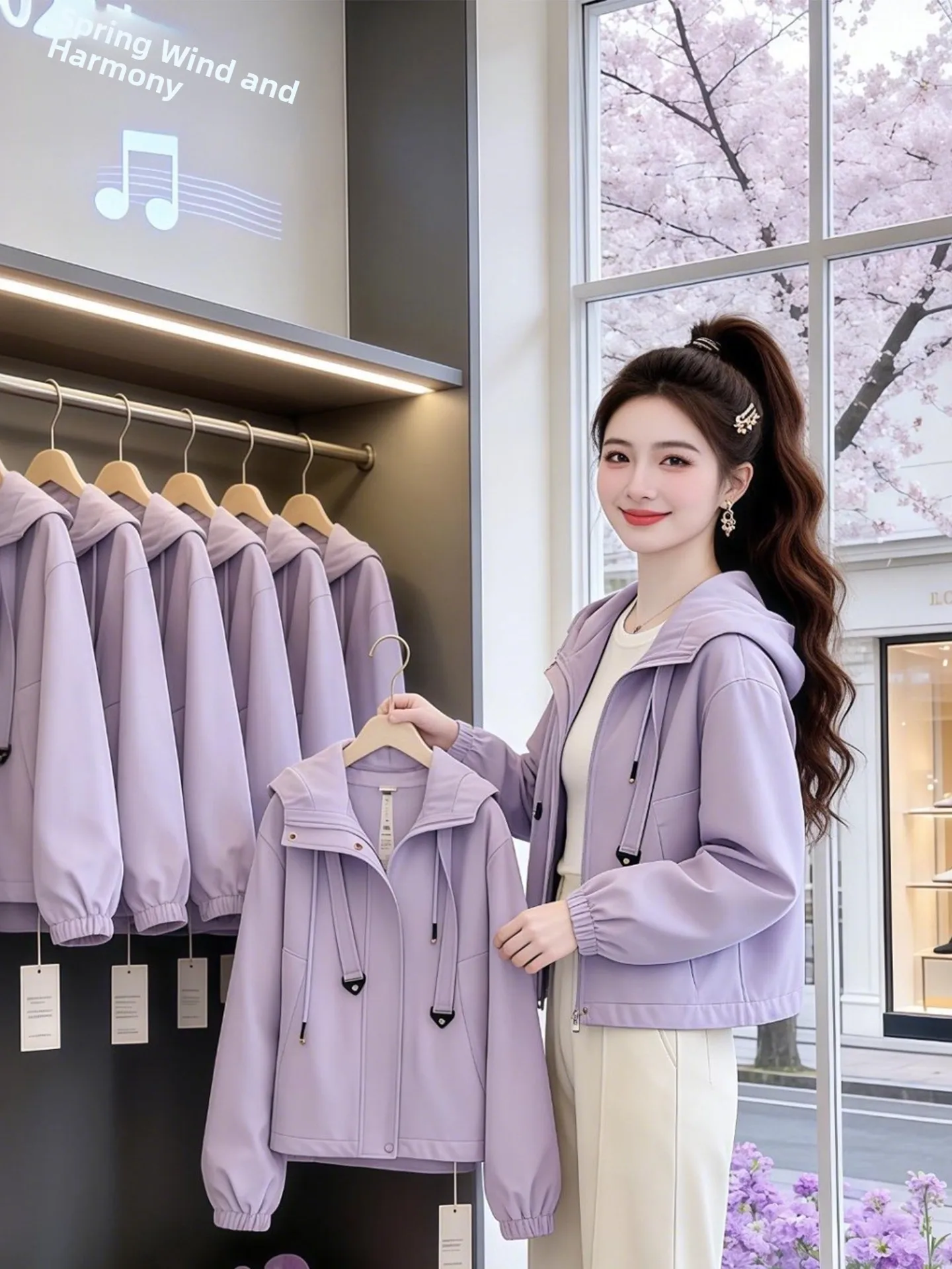 Fashionable Short Women's Jacket Spring 2026 Hooded Zipper Pocket Casual Sporty Purple Color Block Commute Style Regular Sleeve
Fashionable Short Women's Jacket Spring 2026 Hooded Zipper Pocket Casual Sporty Purple Color Block Commute Style Regular Sleeve