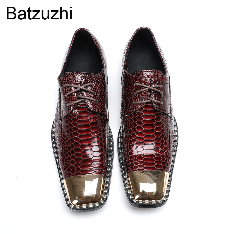 Batzuzhi Men's Shoes Italian Type with Metal Toe Wine Red Men's Genuine Leather Dress Shoes Man Lace-up Business, Wedding Shoes
Batzuzhi Men's Shoes Italian Type with Metal Toe Wine Red Men's Genuine Leather Dress Shoes Man Lace-up Business, Wedding Shoes