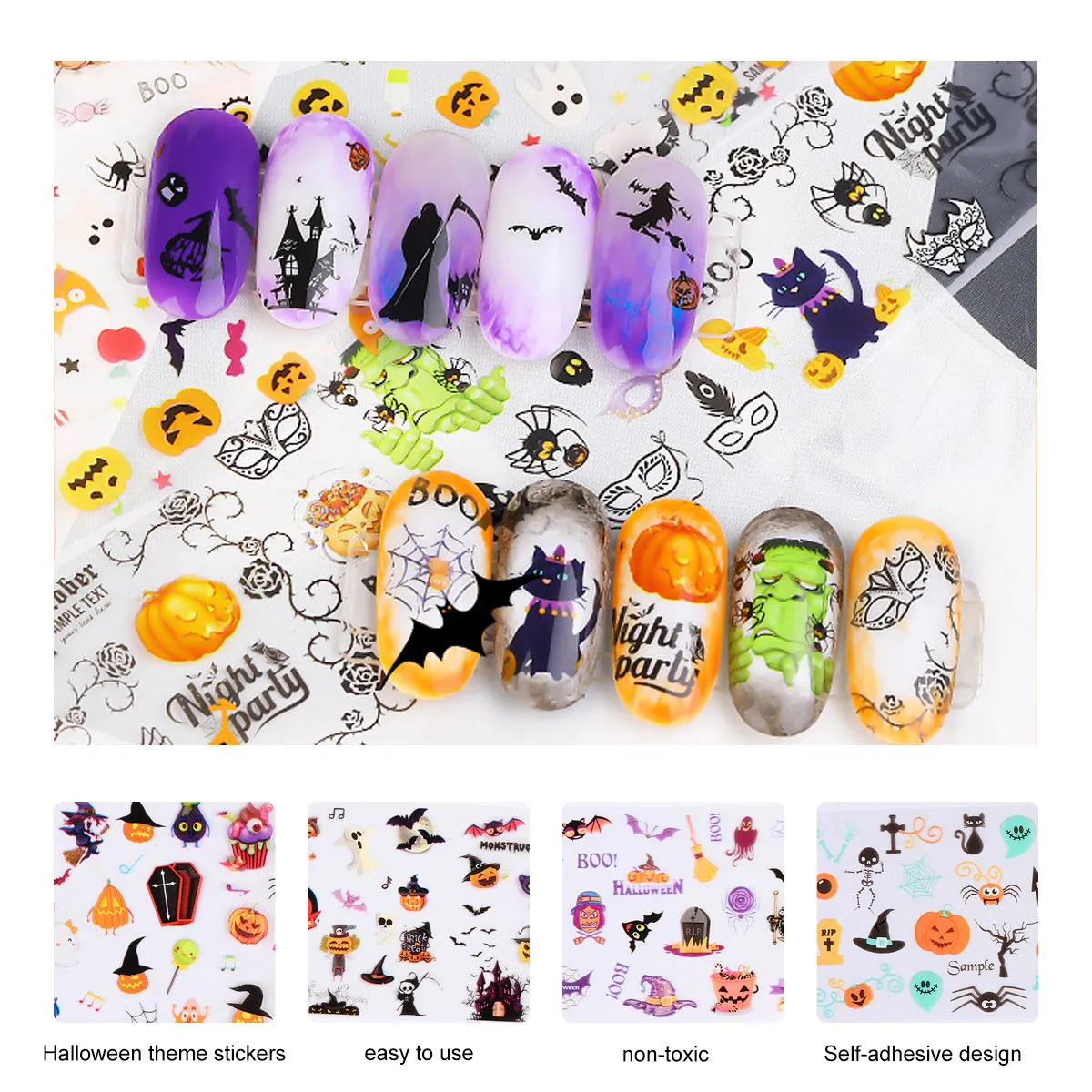 40pcs Nail Art Stickers Halloween Theme Fingernails Decor Decals Manicures Party Gathering Festival Premium Material Easy
40pcs Nail Art Stickers Halloween Theme Fingernails Decor Decals Manicures Party Gathering Festival Premium Material Easy