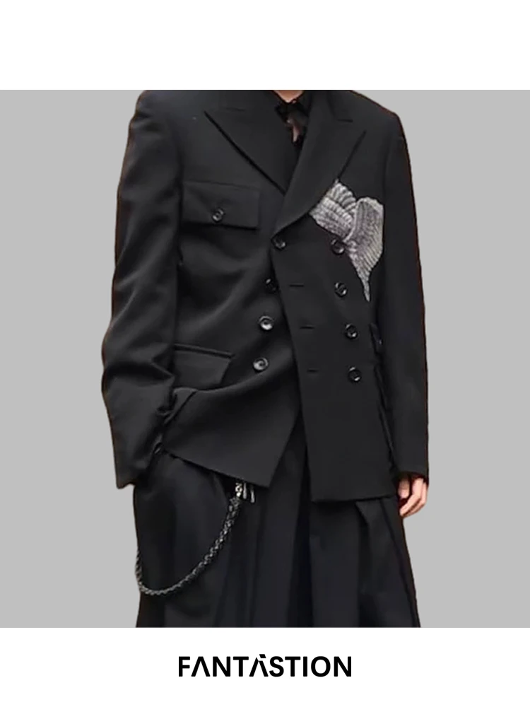 Двубортный пиджак FANTASTION с принтом голубя мира и пряжкой, облегающий пиджак с лацканами для шикарных повседневных элегантных пиджаков
Двубортный пиджак FANTASTION с принтом голубя мира и пряжкой, облегающий пиджак с лацканами для шикарных повседневных элегантных пиджаков