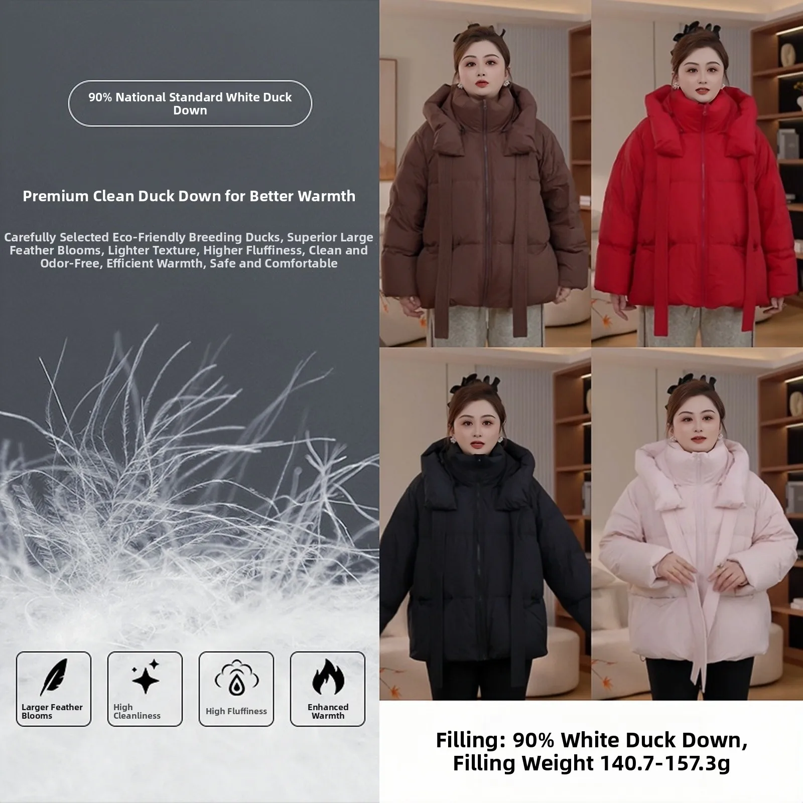 Pampered Sister Large Size Women's Winter Coat White Du down Puffer Jaet Warm Casual Sle Nylon Fabric Polyester
Pampered Sister Large Size Women's Winter Coat White Du down Puffer Jaet Warm Casual Sle Nylon Fabric Polyester