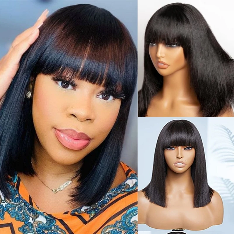 Alimice Put On and Go Glueless Wigs for Women Indian Virgin Human Hair Wig with Bang Beginner Friendly Wig Machine Made
Alimice Put On and Go Glueless Wigs for Women Indian Virgin Human Hair Wig with Bang Beginner Friendly Wig Machine Made