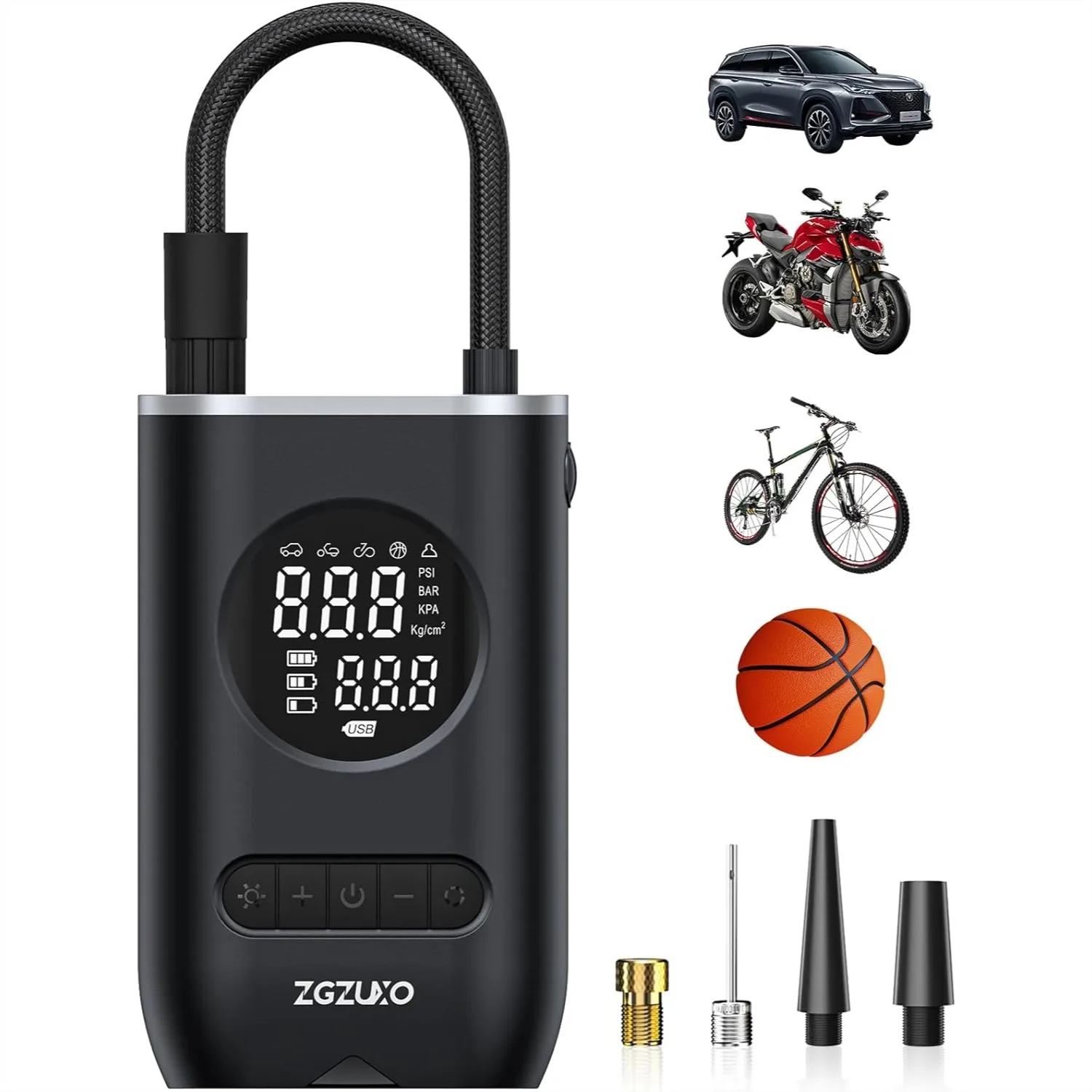 Cordless Tire Inflator Portable Air Compressor 150PSI With Pressure Gauge LED Light For Car Motorcycle Bicycle
Cordless Tire Inflator Portable Air Compressor 150PSI With Pressure Gauge LED Light For Car Motorcycle Bicycle