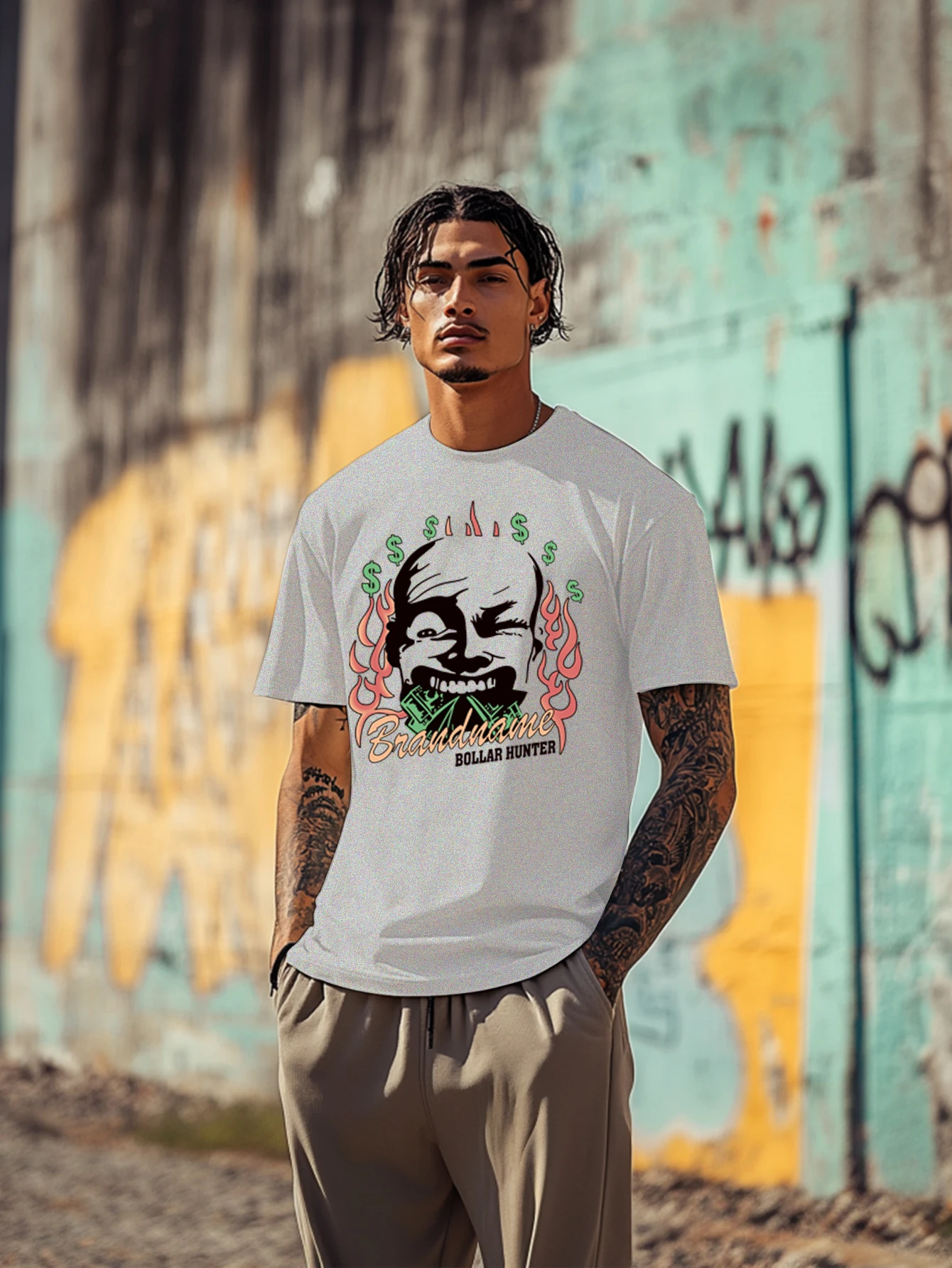 Flame money men's head pattern summer men's T-shirt printing comfortable casual summer round neck loose short sleeve elastic top
Flame money men's head pattern summer men's T-shirt printing comfortable casual summer round neck loose short sleeve elastic top