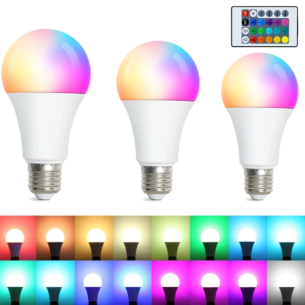 7W 9W 12W RGB LED Light Bulb E27 A60 A65 A70 Screw Base Lamp With Remote Control 16 Colors AC 165-265V LED Bulb for Home Decor
7W 9W 12W RGB LED Light Bulb E27 A60 A65 A70 Screw Base Lamp With Remote Control 16 Colors AC 165-265V LED Bulb for Home Decor