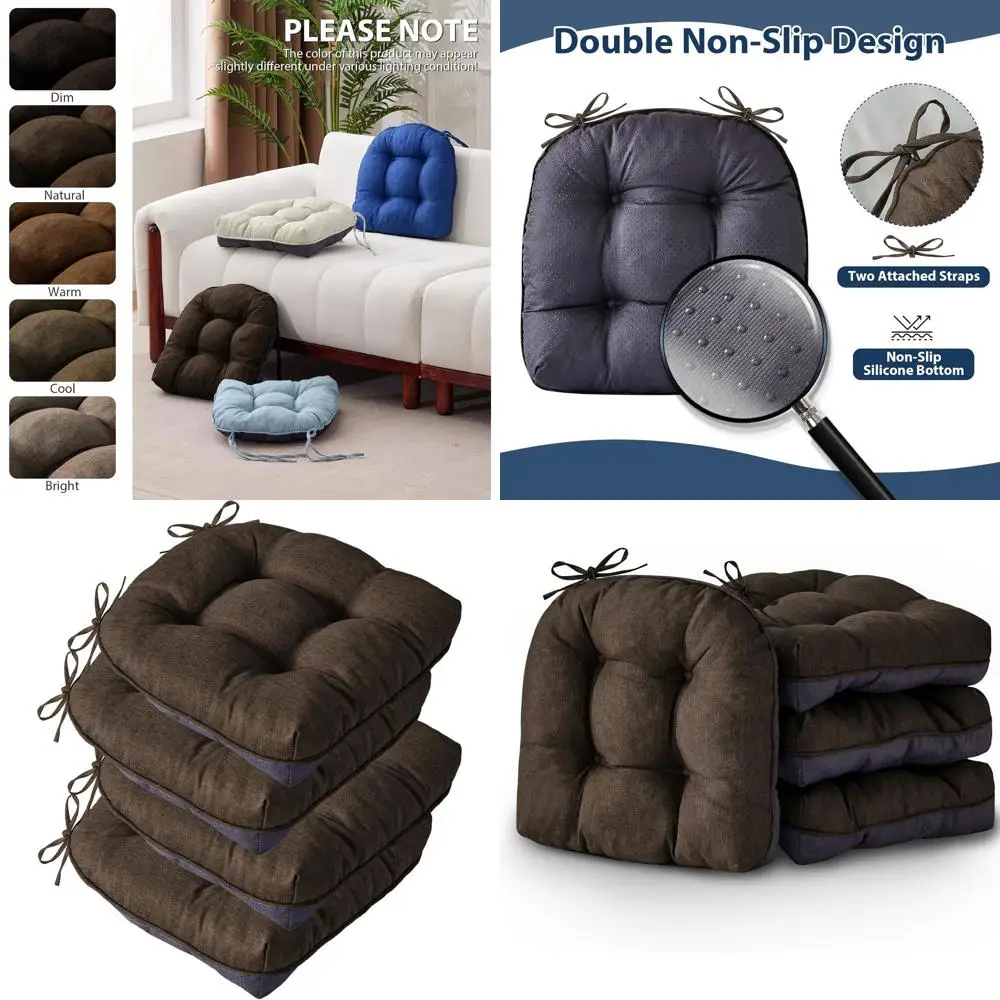 Набор из 4-х нескользящих подушек для сидений, 15,5 x 15,5 x 4 дюйма, коричневый
Набор из 4-х нескользящих подушек для сидений, 15,5 x 15,5 x 4 дюйма, коричневый