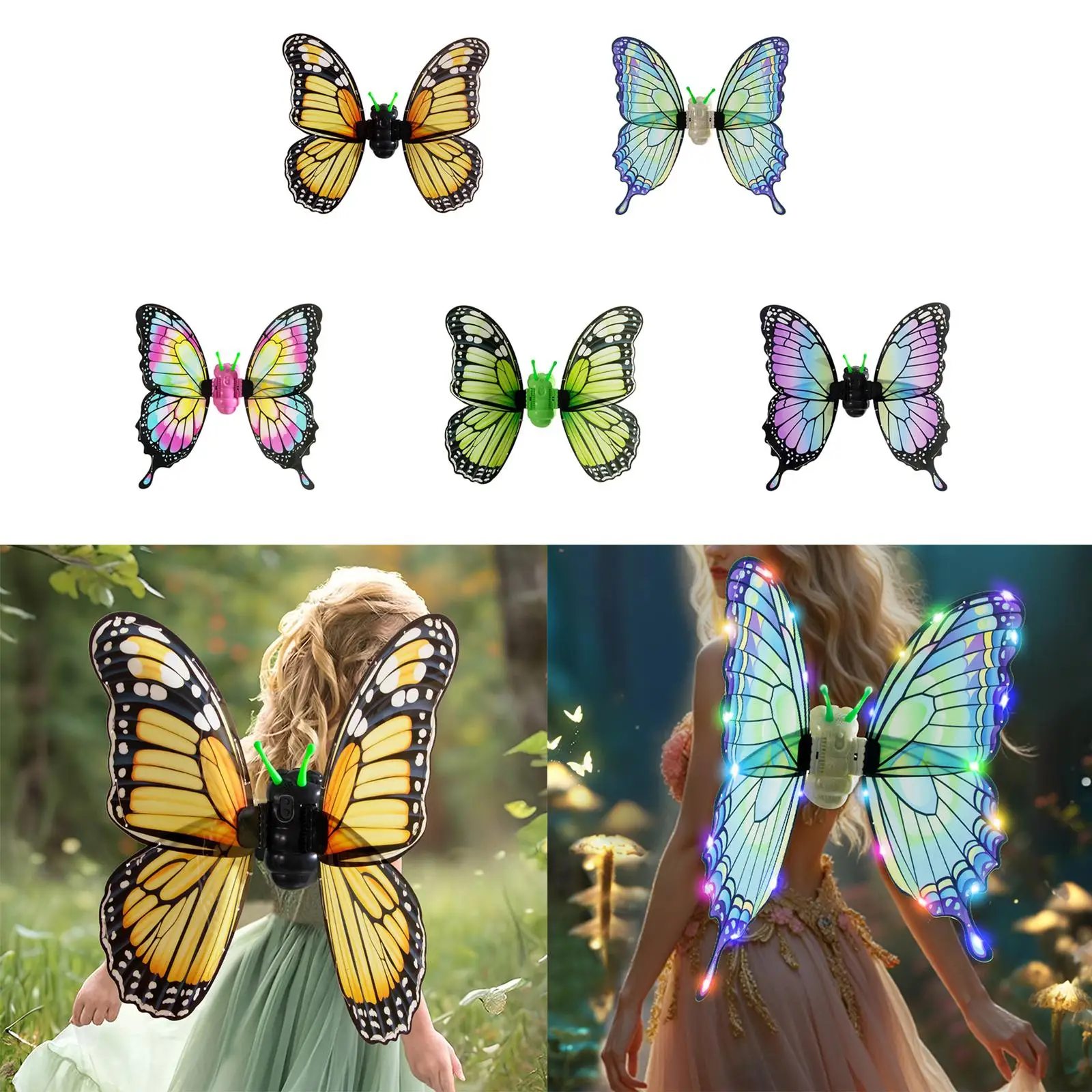 Fairy Wings LED Lights Wearable Cosplay Dressing up Toy Costume Accessories for Girls Boys Elf Festival Carnival Anniversary
Fairy Wings LED Lights Wearable Cosplay Dressing up Toy Costume Accessories for Girls Boys Elf Festival Carnival Anniversary