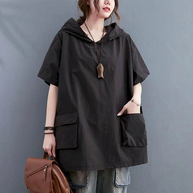 T-shirts Solid Tees Oversized Casual Korean Style Women Clothing Trend 2025 Hooded Short Sleeve Age Reduction Vintage Clothes
T-shirts Solid Tees Oversized Casual Korean Style Women Clothing Trend 2025 Hooded Short Sleeve Age Reduction Vintage Clothes