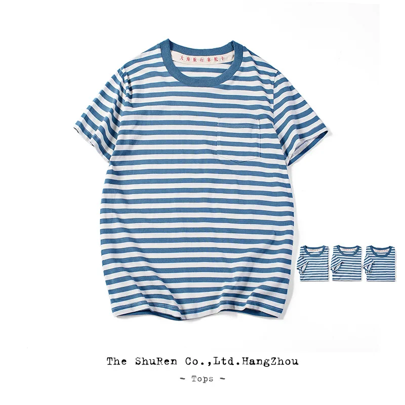 Summer round neck classic sailor style Japanese casual retro college style striped T-shirt short sleeve men
Summer round neck classic sailor style Japanese casual retro college style striped T-shirt short sleeve men
