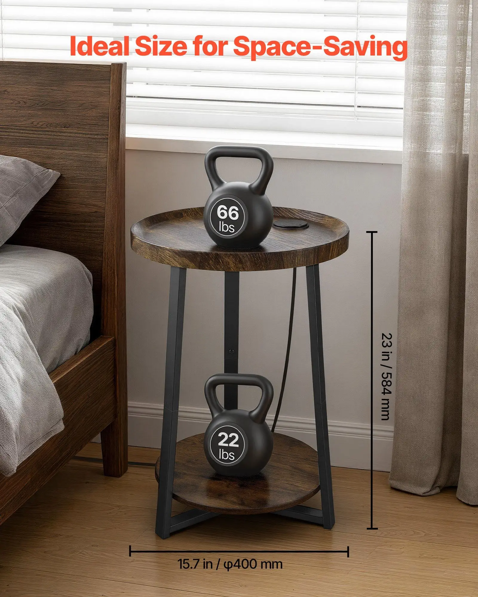 End Table, 2-Tier Round Side Table with Open Storage Shelves, Modern Nightstand Bedside Desk with USB & AC Charging Port, Wood Sofa Coffee Desk for Living Room, Bedroom, Office, Dorm, Brown
End Table, 2-Tier Round Side Table with Open Storage Shelves, Modern Nightstand Bedside Desk with USB & AC Charging Port, Wood Sofa Coffee Desk for Living Room, Bedroom, Office, Dorm, Brown