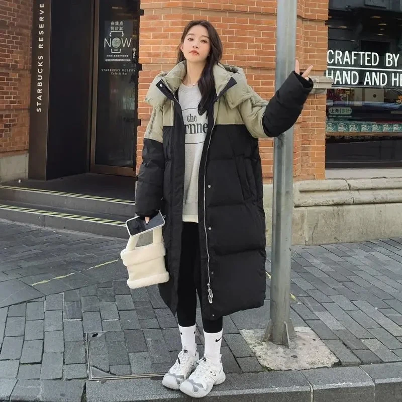 Color Blocking Splicing Down Cotton Jacket Womens Long 2025 Winter Jacket New Parkas Korean Loose Hooded Female Outerwear
Color Blocking Splicing Down Cotton Jacket Womens Long 2025 Winter Jacket New Parkas Korean Loose Hooded Female Outerwear