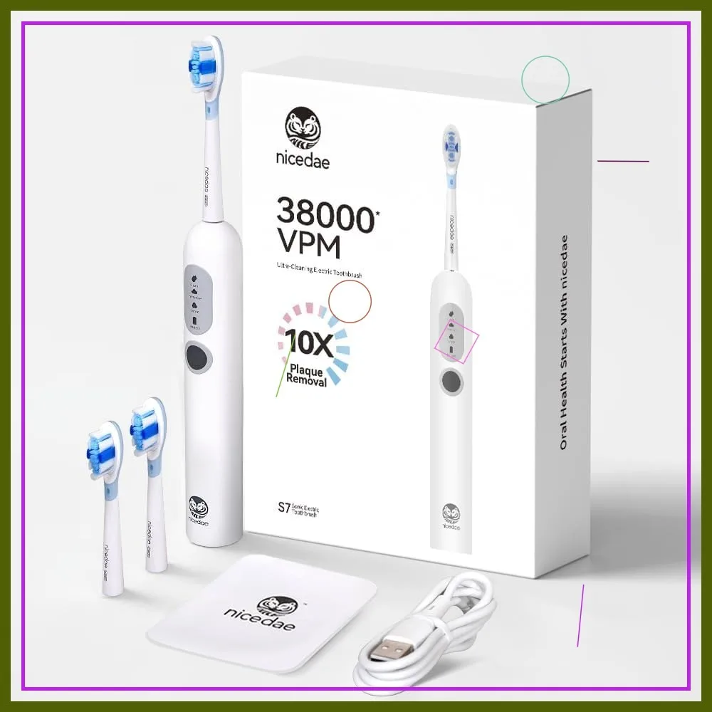 37,200Hz Sonic Toothbrush: 180-Day Battery, 2 Heads, Travel-Friendly Deep Clean
37,200Hz Sonic Toothbrush: 180-Day Battery, 2 Heads, Travel-Friendly Deep Clean