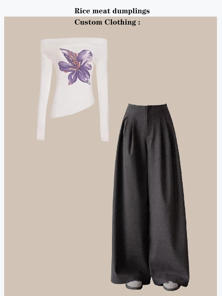 Pastel Purple Flower Knitted T-Shirt And Loose Wide Leg Pants Two Piece Set Women's Fashion Gentle Style Long Sleev...
Pastel Purple Flower Knitted T-Shirt And Loose Wide Leg Pants Two Piece Set Women's Fashion Gentle Style Long Sleev...