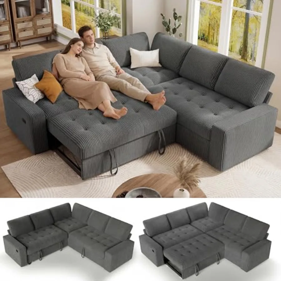 Pull Out Sofa Bed Sectional Sleeper Sofa with Reclining Backrest and Storage, Plush Pullout Modular Sectional Couches with USB
Pull Out Sofa Bed Sectional Sleeper Sofa with Reclining Backrest and Storage, Plush Pullout Modular Sectional Couches with USB