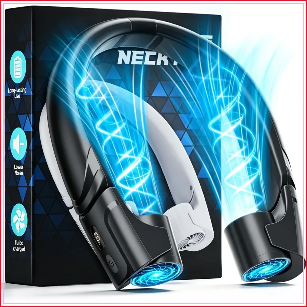 Portable Neck Fan 8000mAh, 9000RPM 4X Powerful 360° Airflow, 16H, 4 Speeds, LED Display, Black
Portable Neck Fan 8000mAh, 9000RPM 4X Powerful 360° Airflow, 16H, 4 Speeds, LED Display, Black