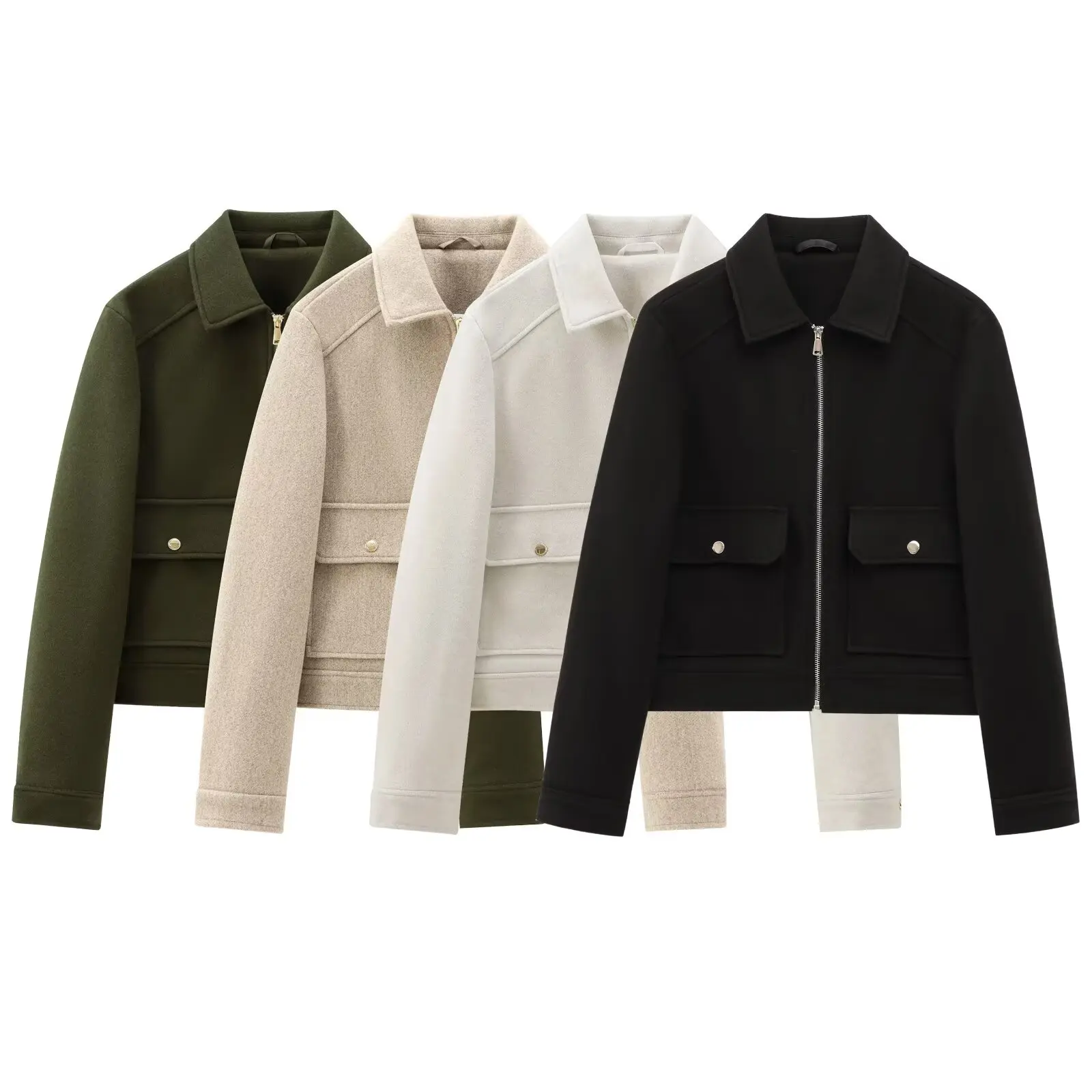 Женская одежда, осень 2021, новинка, модная и универсальная, высококачественная, мягкая куртка на молнии с длинными рукавами и лацканами, двойным карманом 
Женская одежда, осень 2021, новинка, модная и универсальная, высококачественная, мягкая куртка на молнии с длинными рукавами и лацканами, двойным карманом