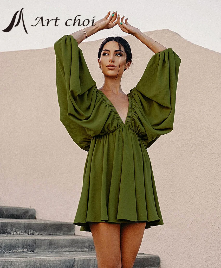 Women's Long Sleeve A-line Dress, Short Skirt, Lantern Sleeves, V-Neck, Sexy, Temperament, High, French, Vintage, 2024
Women's Long Sleeve A-line Dress, Short Skirt, Lantern Sleeves, V-Neck, Sexy, Temperament, High, French, Vintage, 2024