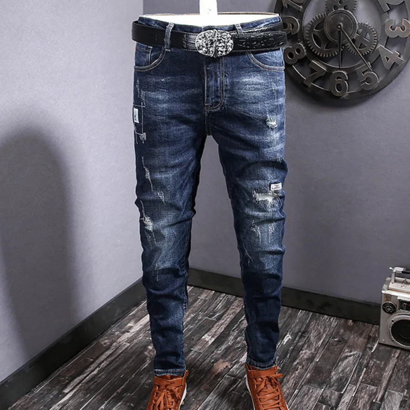Spliced Elastic Slim Fit Hip Hop Biker Pants Denim Punk Trousers Retro Black Blue Fashion Designer Ripped Jeans Men
Spliced Elastic Slim Fit Hip Hop Biker Pants Denim Punk Trousers Retro Black Blue Fashion Designer Ripped Jeans Men