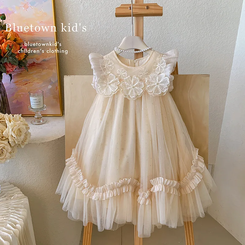 2025 Summer Dress for Girls with Flying Sleeves, Three-dimensional Flower Mesh Korean Version, Birthday Princess Fluffy Skirt
2025 Summer Dress for Girls with Flying Sleeves, Three-dimensional Flower Mesh Korean Version, Birthday Princess Fluffy Skirt