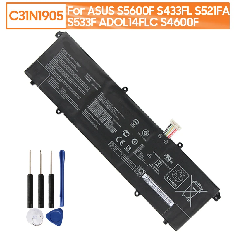 Replacement Battery C31N1905 For ASUS S5600F S433FL S521FA S533F ADOL14FLC S4600F 4335mAh
Replacement Battery C31N1905 For ASUS S5600F S433FL S521FA S533F ADOL14FLC S4600F 4335mAh