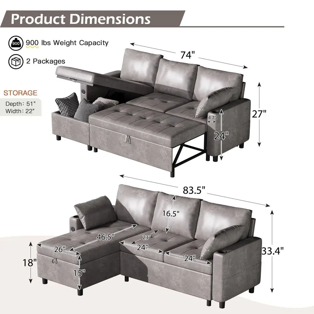 84 Leather Sleeper Sofa Bed, L Shaped Sectional Convertible Pull Out Couch with Storage Chaise for Living Room, Sleeper Sofa Co
84 Leather Sleeper Sofa Bed, L Shaped Sectional Convertible Pull Out Couch with Storage Chaise for Living Room, Sleeper Sofa Co