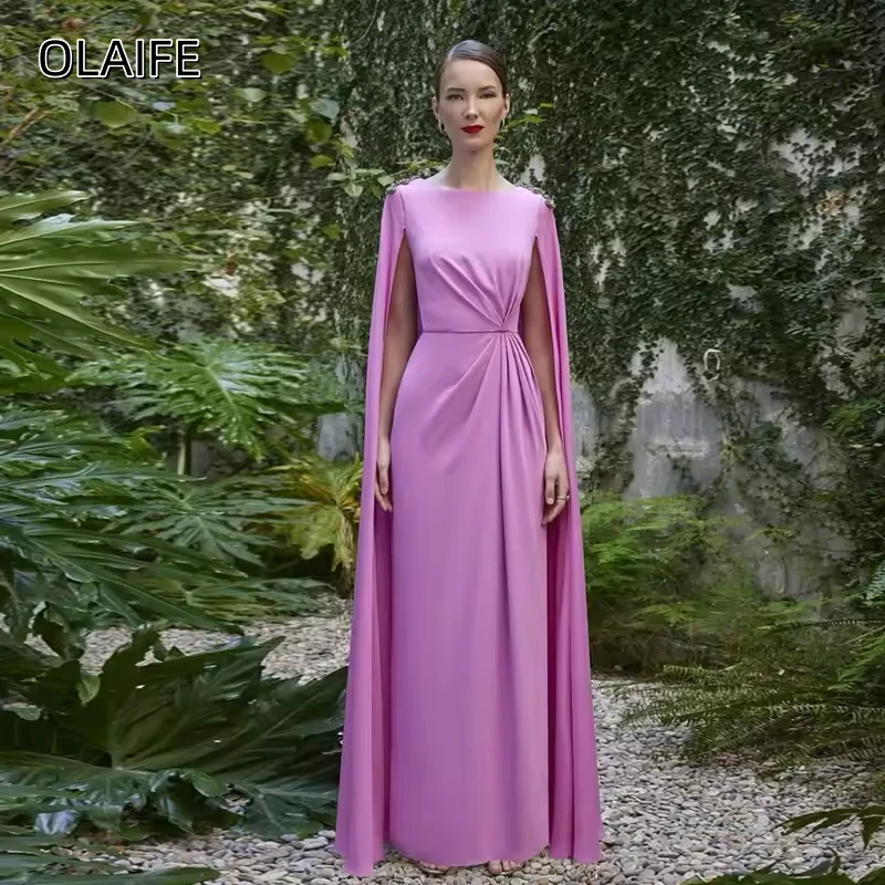 Simple Mother of the Bride Dresses Chiffon Cape Long Sleeves Wedding Party Gowns Customized Pleat Floor Length robes de soirée
Simple Mother of the Bride Dresses Chiffon Cape Long Sleeves Wedding Party Gowns Customized Pleat Floor Length robes de soirée