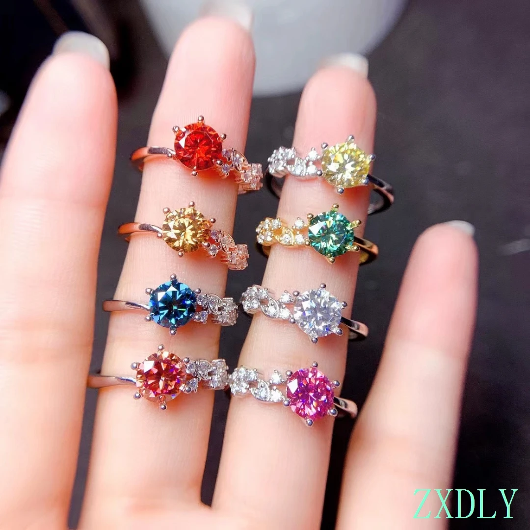 Women Ring with Different Colorful Moissanite 925 Sterling Silver 1ct Gemstone Wedding Party Love Gift Pink Blue Green
Women Ring with Different Colorful Moissanite 925 Sterling Silver 1ct Gemstone Wedding Party Love Gift Pink Blue Green