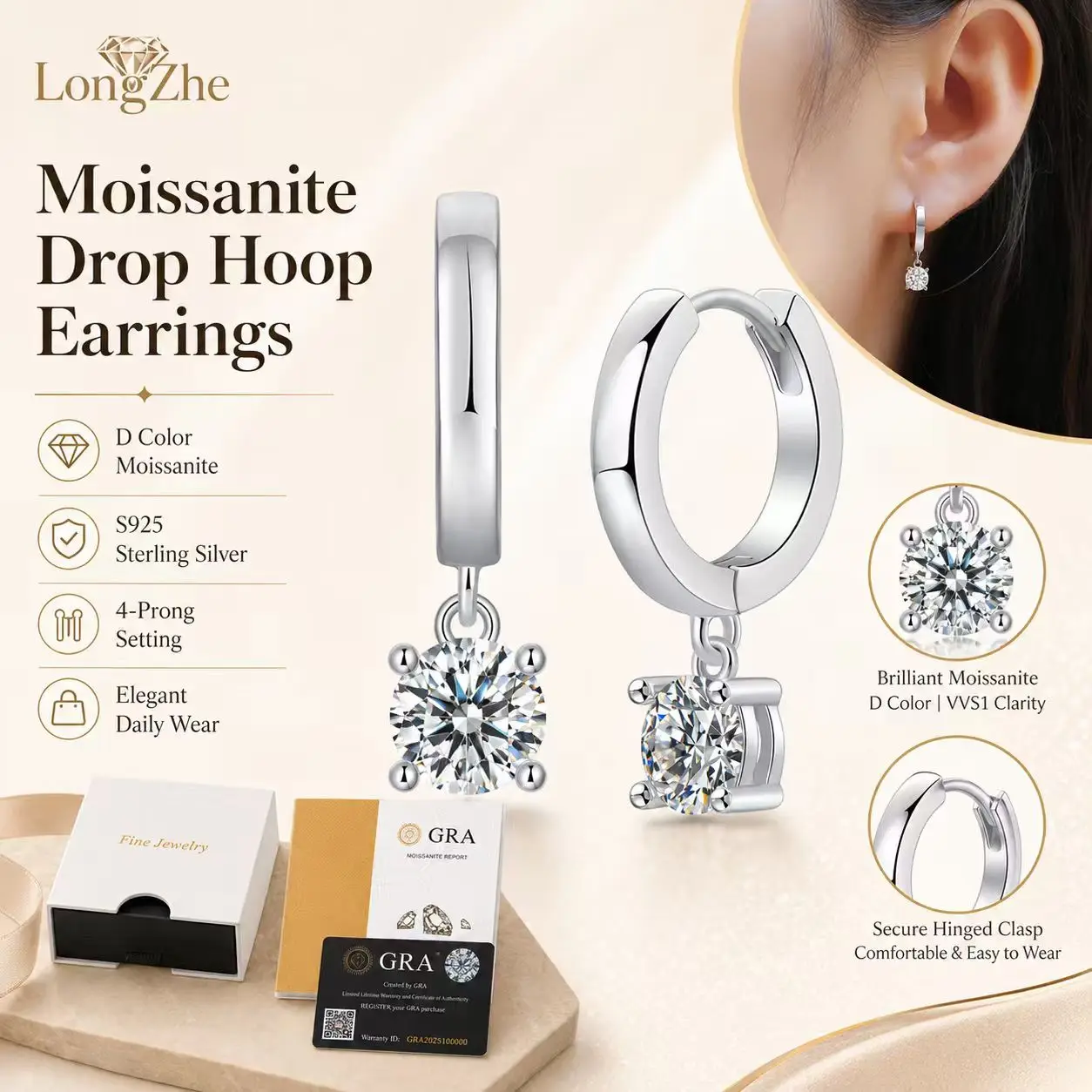 Fashion and popular 925 silver stud earrings cross-border live broadcast hot sale moissanite cross earrings long high-end sense
Fashion and popular 925 silver stud earrings cross-border live broadcast hot sale moissanite cross earrings long high-end sense
