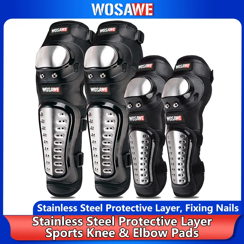 WOSAWE Motorcycle Knee Pads Elbow Pads Set Adult Stainless Steel Shell Adjustable Guards Motocross MTB Outdoor Riding Gear
WOSAWE Motorcycle Knee Pads Elbow Pads Set Adult Stainless Steel Shell Adjustable Guards Motocross MTB Outdoor Riding Gear