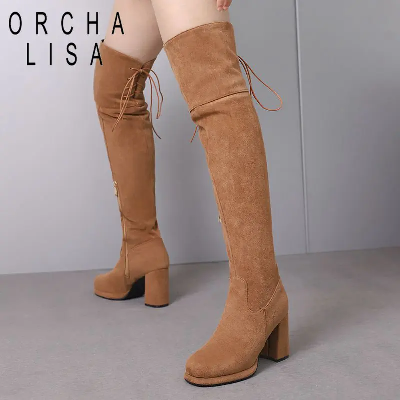 ORCHA LISA Women Thigh Boots Round Toe Chunky Flock Zipper Large Size 47 48 Sexy Party Booties High Heels 8.5cm Platform 1.5cm
ORCHA LISA Women Thigh Boots Round Toe Chunky Flock Zipper Large Size 47 48 Sexy Party Booties High Heels 8.5cm Platform 1.5cm