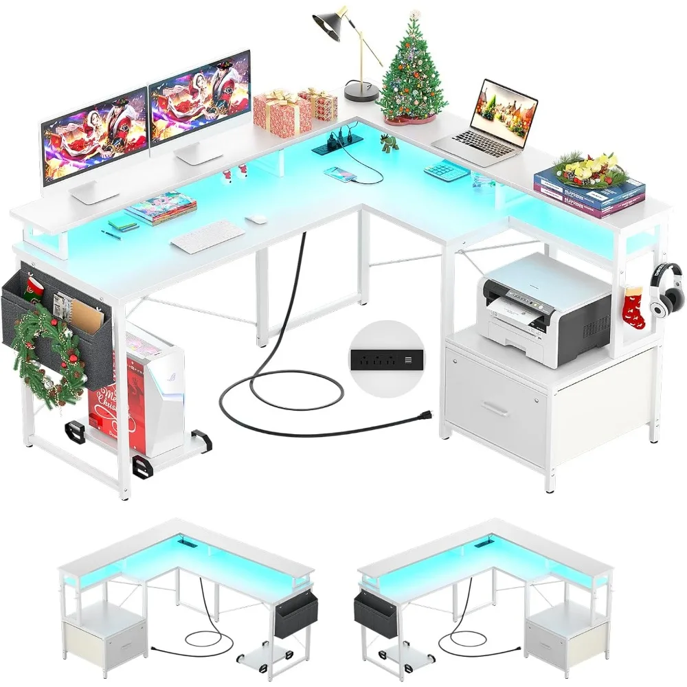 L Shaped Desk, Reversible L Shaped Computer Desk with File Drawer, Corner Desk for Gaming Writing, Home Office Desk
L Shaped Desk, Reversible L Shaped Computer Desk with File Drawer, Corner Desk for Gaming Writing, Home Office Desk
