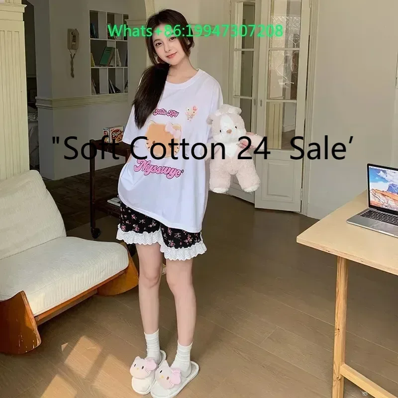 2025 New Summer Hello Kitty Women's Pajamas Two-piece Set of Short Sleeve Shorts White Sweet Hello Kitty Women's Loungewear
2025 New Summer Hello Kitty Women's Pajamas Two-piece Set of Short Sleeve Shorts White Sweet Hello Kitty Women's Loungewear