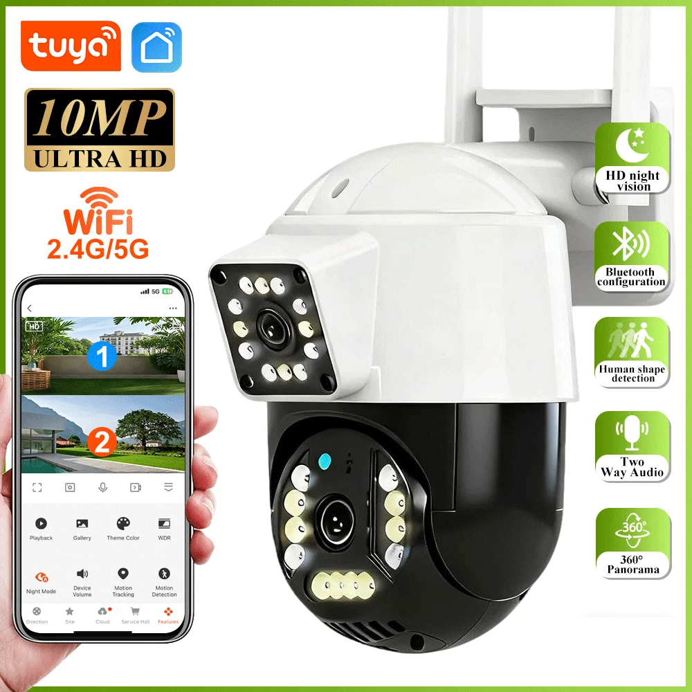 Tuya 10MP HD двойной объектив 5GWifi IP-камера PTZ уличный водонепроницаемый двойной экран домашняя безопасность-защита цветное наблюдение ночного видения
Tuya 10MP HD двойной объектив 5GWifi IP-камера PTZ уличный водонепроницаемый двойной экран домашняя безопасность-защита цветное наблюдение ночного видения