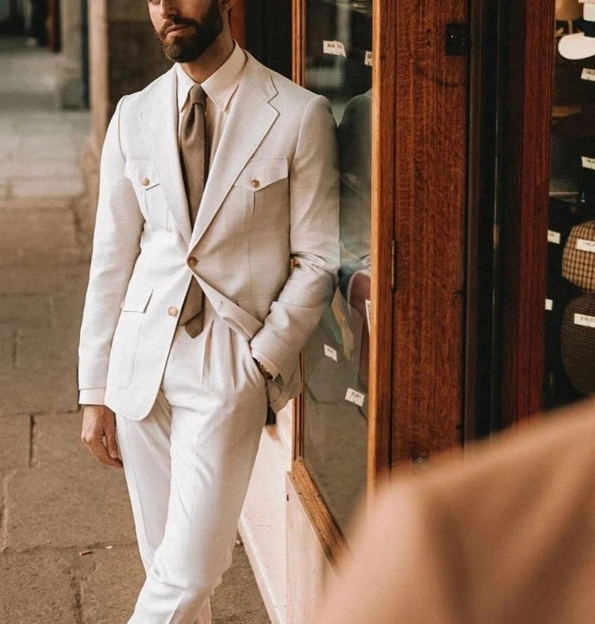 New Beige Men's Suits Business Casual Tuxedos Formal 2 Piece Set Jacket Vest Pants Single Breasted Groom Wedding ( Coat+pant )
New Beige Men's Suits Business Casual Tuxedos Formal 2 Piece Set Jacket Vest Pants Single Breasted Groom Wedding ( Coat+pant )