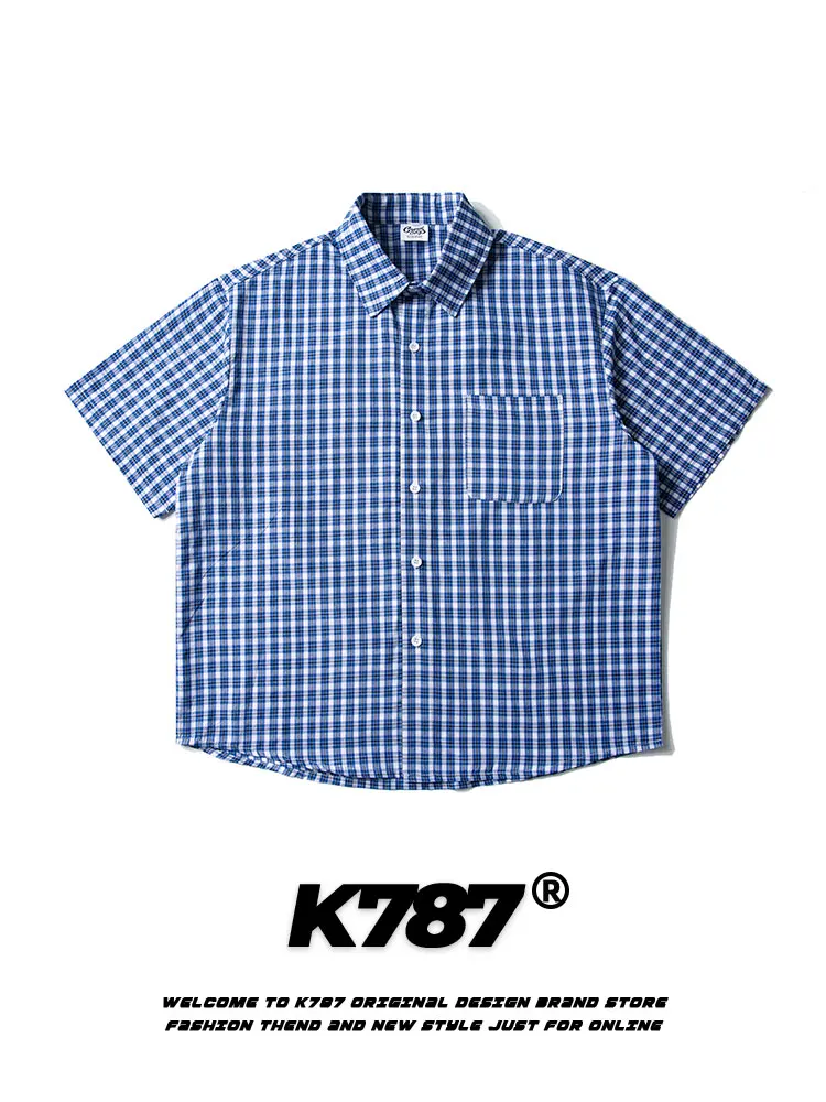 K787 American Sle Vintage Plaid Loose ort Sve irt ex Breathable Lightweight Summer Top for Couples in Blue
K787 American Sle Vintage Plaid Loose ort Sve irt ex Breathable Lightweight Summer Top for Couples in Blue