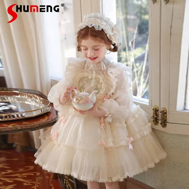 Платье принцессы для девочек в стиле Лолита, с длинными рукавами, кружевное, сетчатое, многоярусное, для детей, весна-лето, на день рождения, милый подарок
Платье принцессы для девочек в стиле Лолита, с длинными рукавами, кружевное, сетчатое, многоярусное, для детей, весна-лето, на день рождения, милый подарок