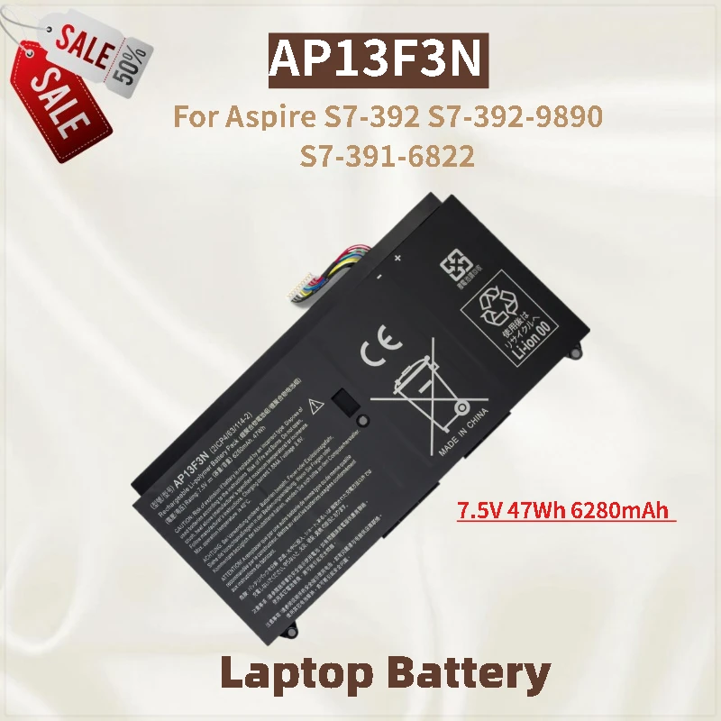 AP13F3N Laptop Battery 7.5V 47Wh 6280mAh For Aspire S7-392 S7-392-9890 S7-391-6822 2ICP4/63/114-2 Brand New High Quality
AP13F3N Laptop Battery 7.5V 47Wh 6280mAh For Aspire S7-392 S7-392-9890 S7-391-6822 2ICP4/63/114-2 Brand New High Quality